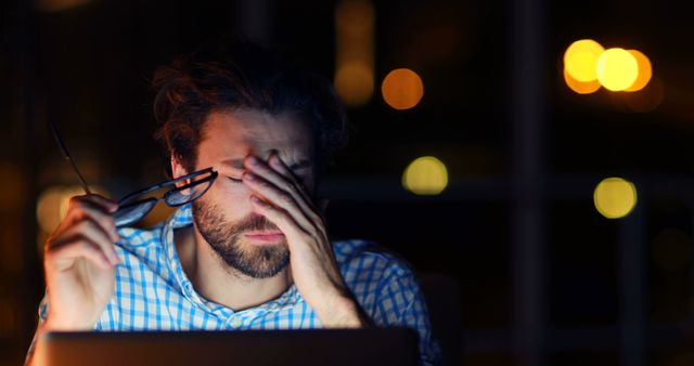 Tired Man Rubbing Eyes After Long Work Day - Download Free Stock Images Pikwizard.com