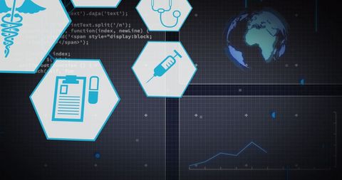 Digital Healthcare Icons with Code and Data Overlays - Download Free Stock Images Pikwizard.com
