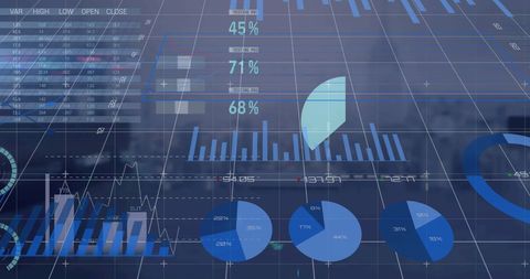 Global Financial Data and Graphs Overlay on Cityscape - Download Free Stock Images Pikwizard.com