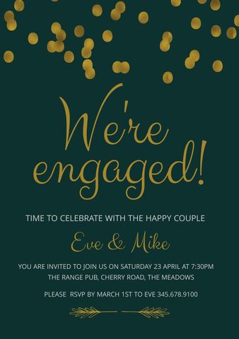 elegant engagement invitation with sparkling golden dots - Download Free Stock Templates Pikwizard.com