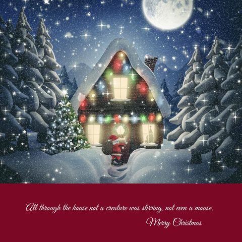 Magical Snowy Christmas Night Cottage with Santa - Download Free Stock Templates Pikwizard.com