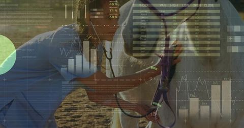 Veterinarian Examining Horse with AR Technology in Countryside