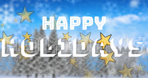 Happy Holidays Animation with Scenic Winter Background
