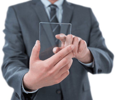 Businessman Demonstrating Transparent Futuristic Phone Mock-Up - Download Free Stock Videos Pikwizard.com