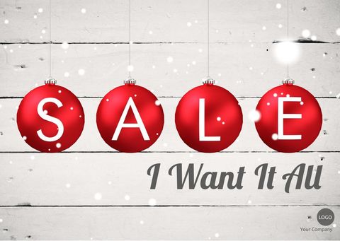 Festive red christmas ornaments holiday sale advertisement