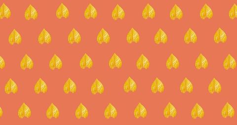 Yellow Autumn Leaves Pattern on Orange Background