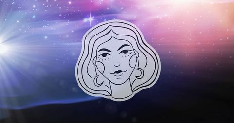 Virgo zodiac symbol against glowing starry background