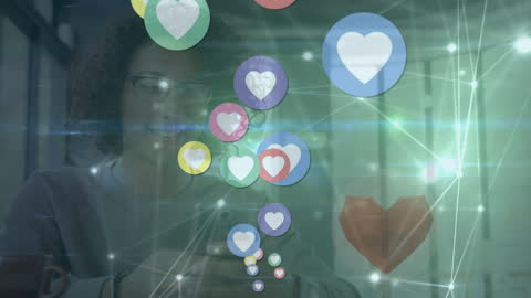 Man Engaging with Social Media via Smartphone and Digital Connections