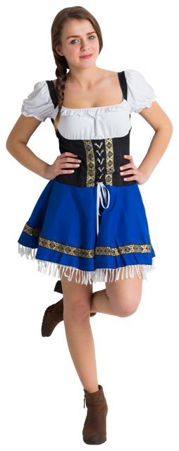 Transparent Smiling Woman Dressed in Bavarian Costume Holding One Leg Up - Download Free Stock Videos Pikwizard.com