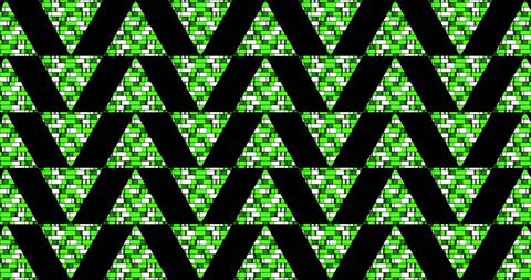 Green digital triangles on black background abstract pattern