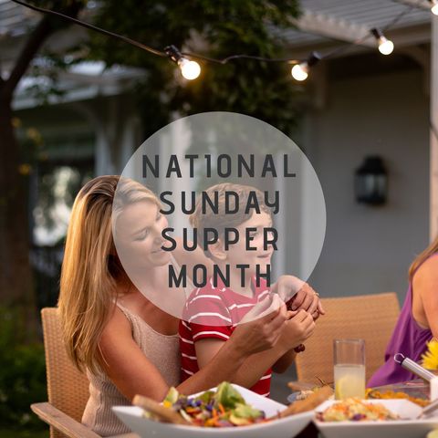 Family bonding over outdoor dinner during national sunday supper month