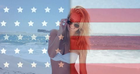 American Patriotism on Summer Beach Getaway