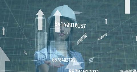 Caucasian Female Engineer Engaging with Digital Construction Data - Download Free Stock Images Pikwizard.com