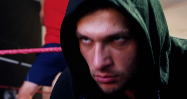 Hooded Boxer Focused and Determined in Gym - Download Free Stock Images Pikwizard.com