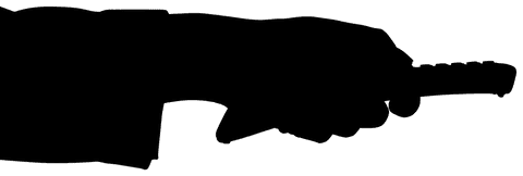 Silhouette hand with remote control on transparent background