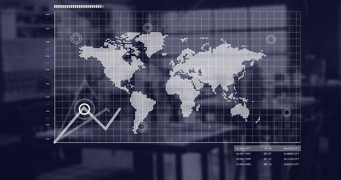 World Map and Financial Data Overlay in Modern Office - Download Free Stock Images Pikwizard.com