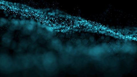 Abstract Glowing Particle Wave on Black Background