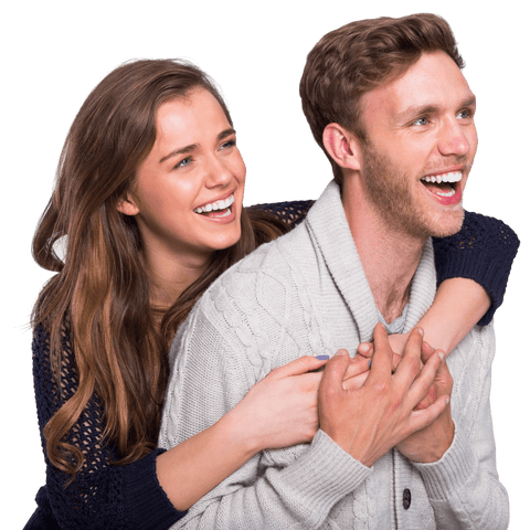 Smiling Young Couple Embracing Cheerfully Transparent Background