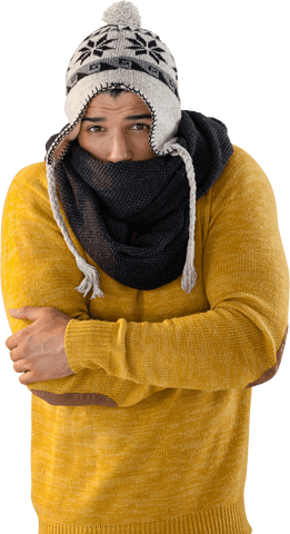 man bundled up in warm clothes on transparent background - Download Free Stock Videos Pikwizard.com