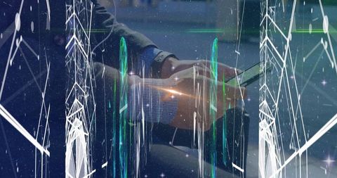 Modern Professional Using Smartphone with Futuristic Data Overlay - Download Free Stock Images Pikwizard.com