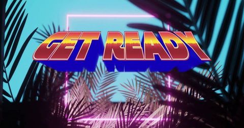 Neon retro get ready tropical sci-fi theme