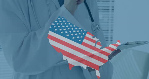 USA Healthcare Symbol Animation with American Flag Pattern