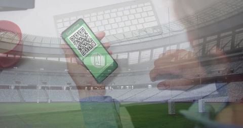 Person Holding Digital Covid-19 Vaccine Passport in Stadium - Download Free Stock Images Pikwizard.com