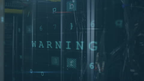 Cyber Attack Alert in Server Room Digital Animation