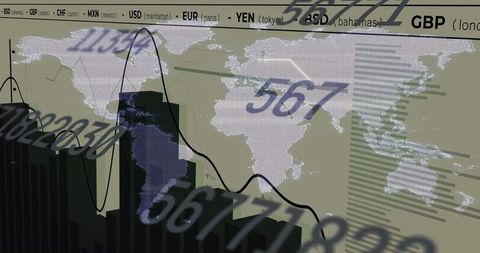 World Map Overlay with Data Processing for Business Analytics - Download Free Stock Images Pikwizard.com