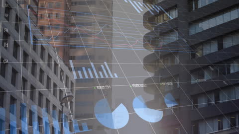 Digital Finance Overlay on Urban Skyline Imagery