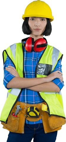 confident female architect wearing safety gear on transparent background - Download Free Stock Videos Pikwizard.com