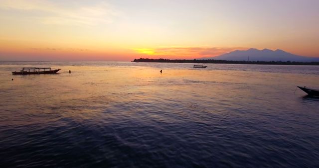 View of beautiful sea at dawn 4k
