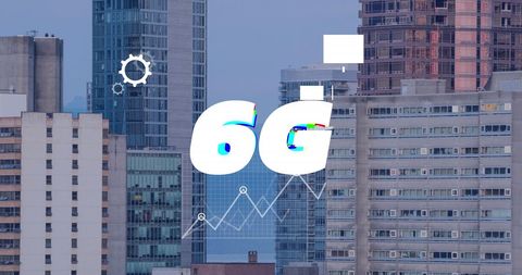 Futuristic 6g network over urban skyline