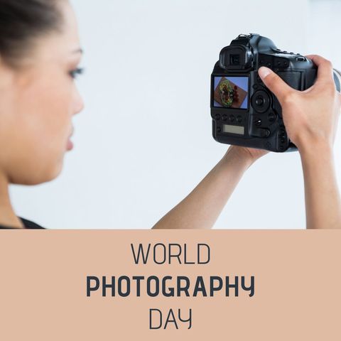 woman viewing photo for world photography day celebration - Download Free Stock Templates Pikwizard.com
