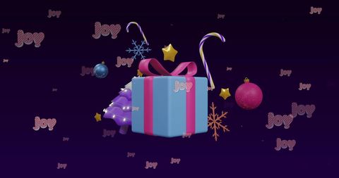 Vibrant Christmas Decorations and Text on Dark Background