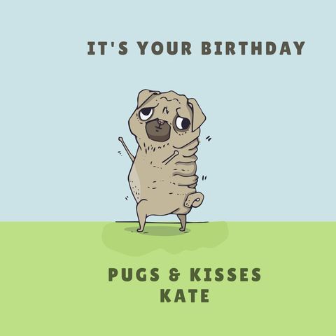 cheerful pug cartoon birthday greeting card - Download Free Stock Templates Pikwizard.com