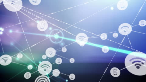 Digital Network Connections against Cloudy Sky