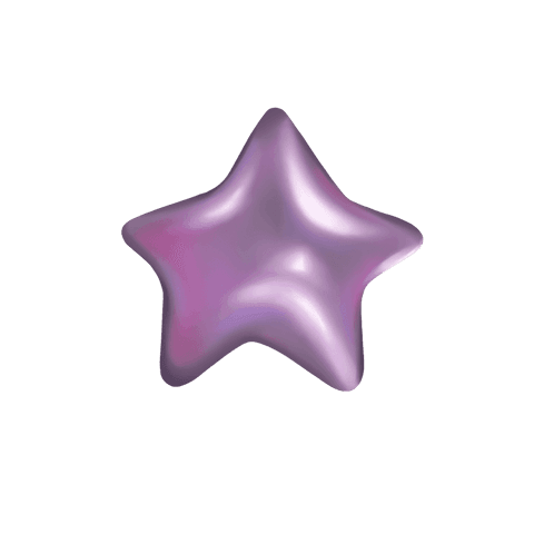 3d floating lavender star with metallic gradients on transparent background