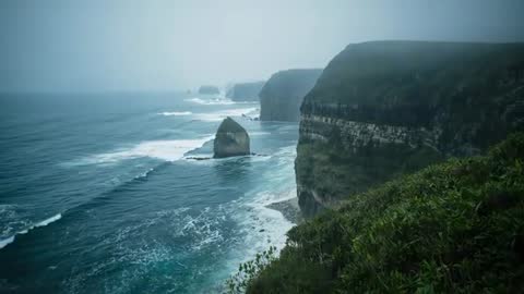Moody Coastal Seascape with Rugged Cliffs and Ocean Waves