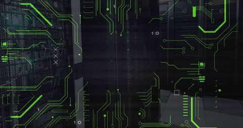 Digital Circuit Board Overlay on Data Center - Download Free Stock Images Pikwizard.com