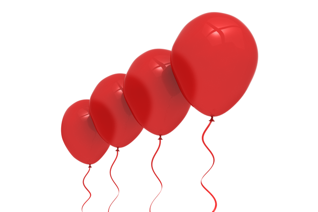 Digital Illustration of Four Red Balloons with Transparent Background - Download Free Stock Videos Pikwizard.com