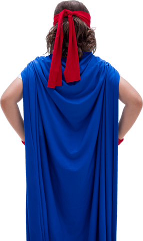 Transparent Rear View of Child with Blue Cape Portrait