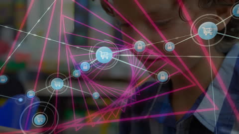 Student Engaging with Virtual Network Interface in Classroom