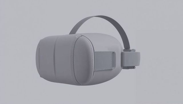 Monochrome Virtual Reality Headset with Padded Face Cushion Floating on Gray Background