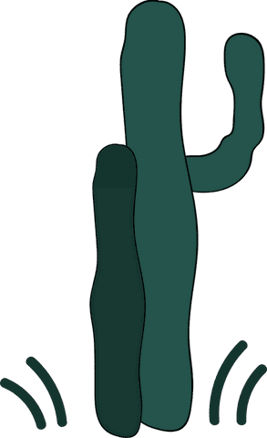 Vibrant green cartoon cactus illustration on transparent background