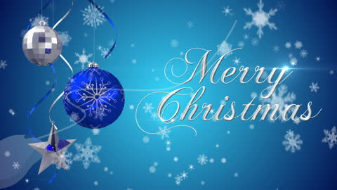 Festive Christmas Animation with Snow and Baubles