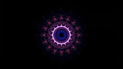 Pulsating Neon Mandala with Synchronous Reflection