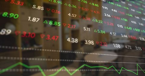 Digital Stock Market Graphs in Corporate Office Environment