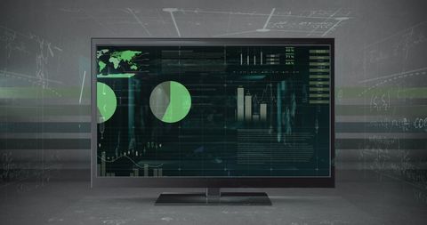 Large Monitor Displaying Data Charts in Analytical Environment - Download Free Stock Images Pikwizard.com