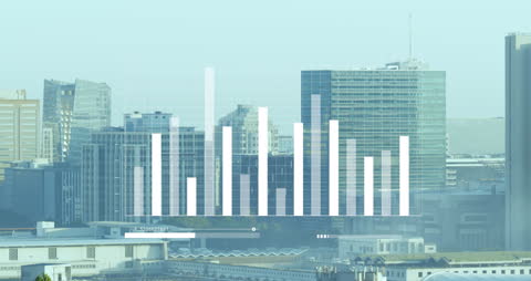 Digital Graph Overlay on Cityscape in Financial Analysis